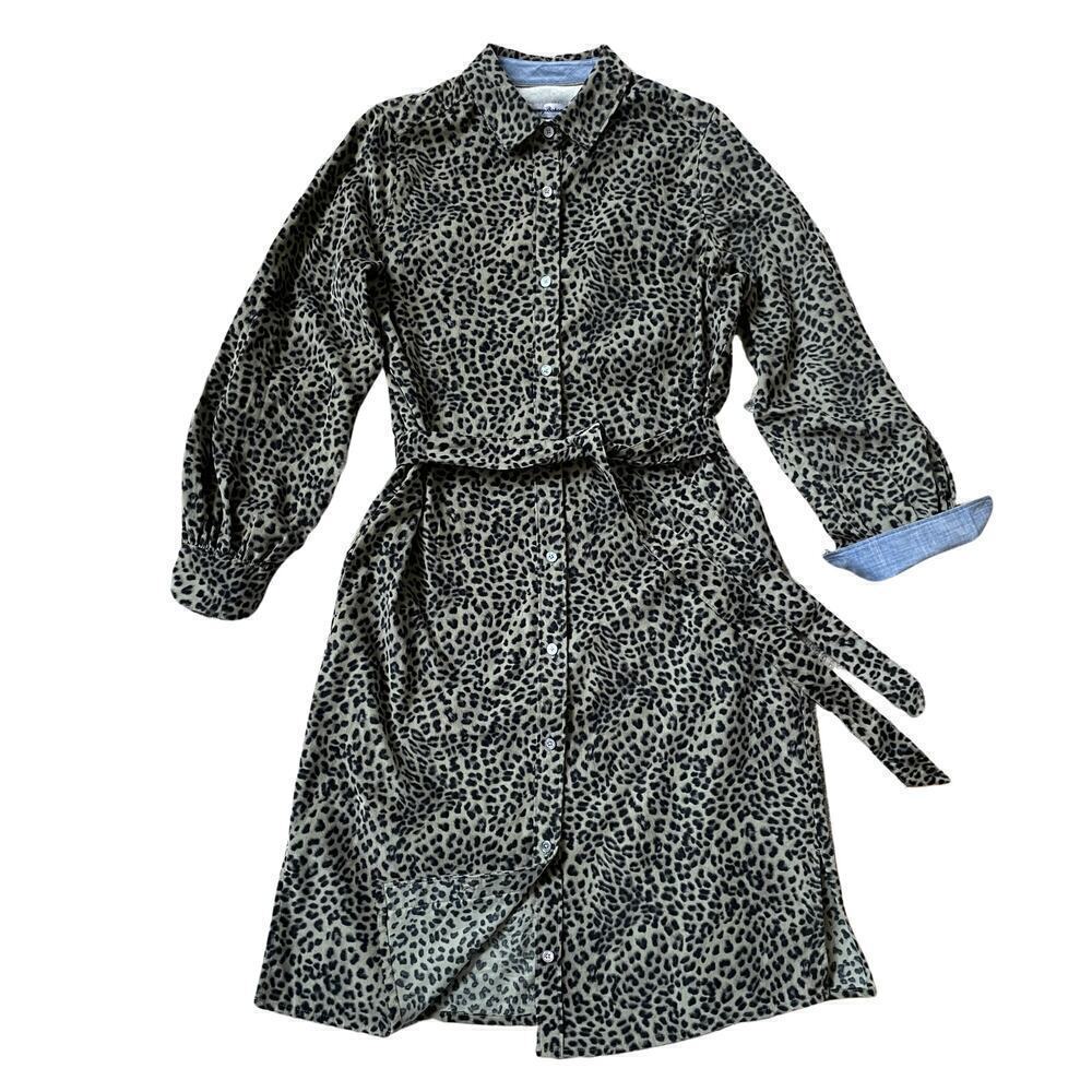 Tommy Bahama XS Shirt Dress | Leopard Corduroy, Cotton Belted Pockets Safari New